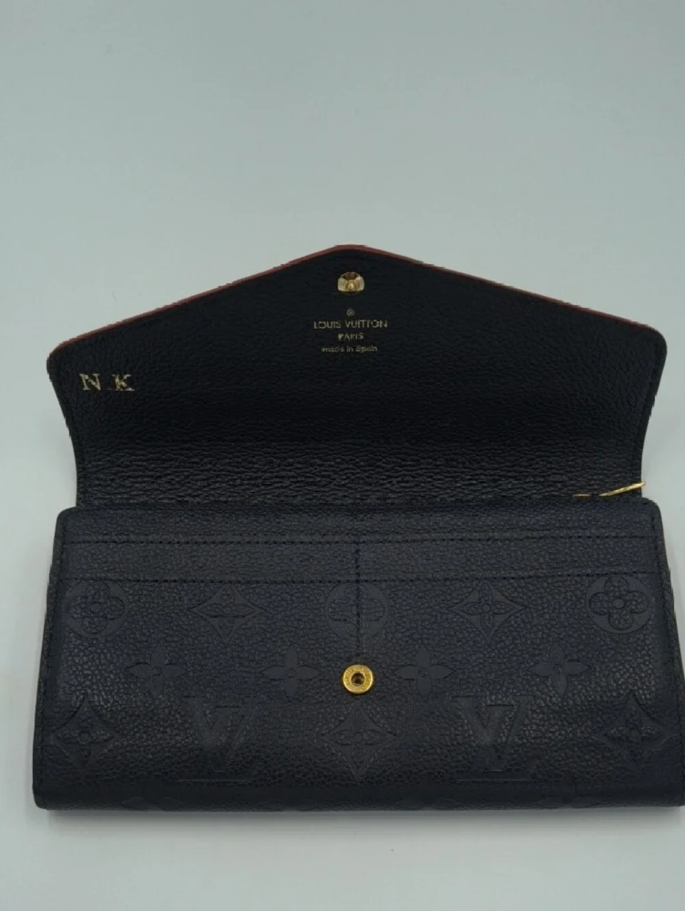 Louis Vuitton Dark Navy Empreinte Leather Sarah Wallet with Gold Tone Snap